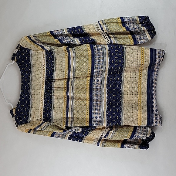 Collective Concepts Crochet Trimmed Boho Peasant Long Sleeve Blouse Size S - Picture 8 of 8